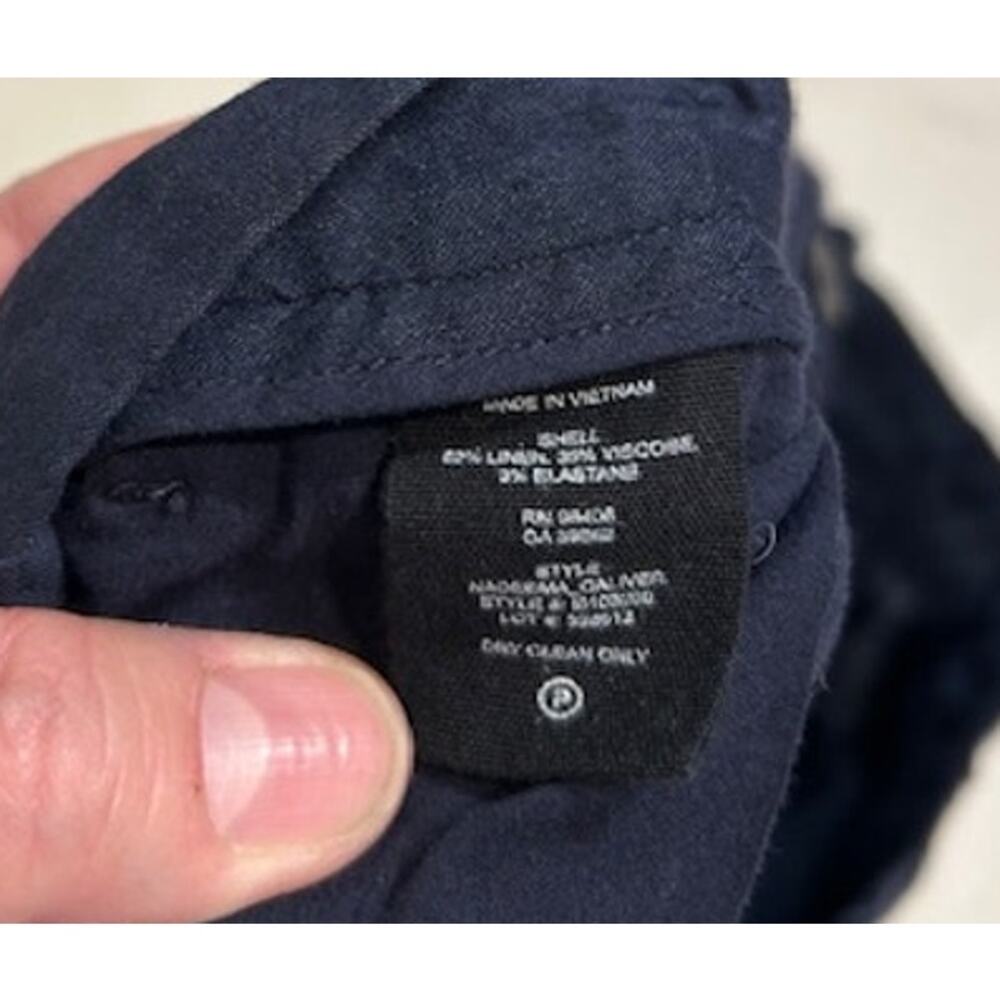 THEORY Navy Blue Wideleg Flare Linen Viscose Blend Cropped Pants Women's Size 6 - Picture 15 of 15